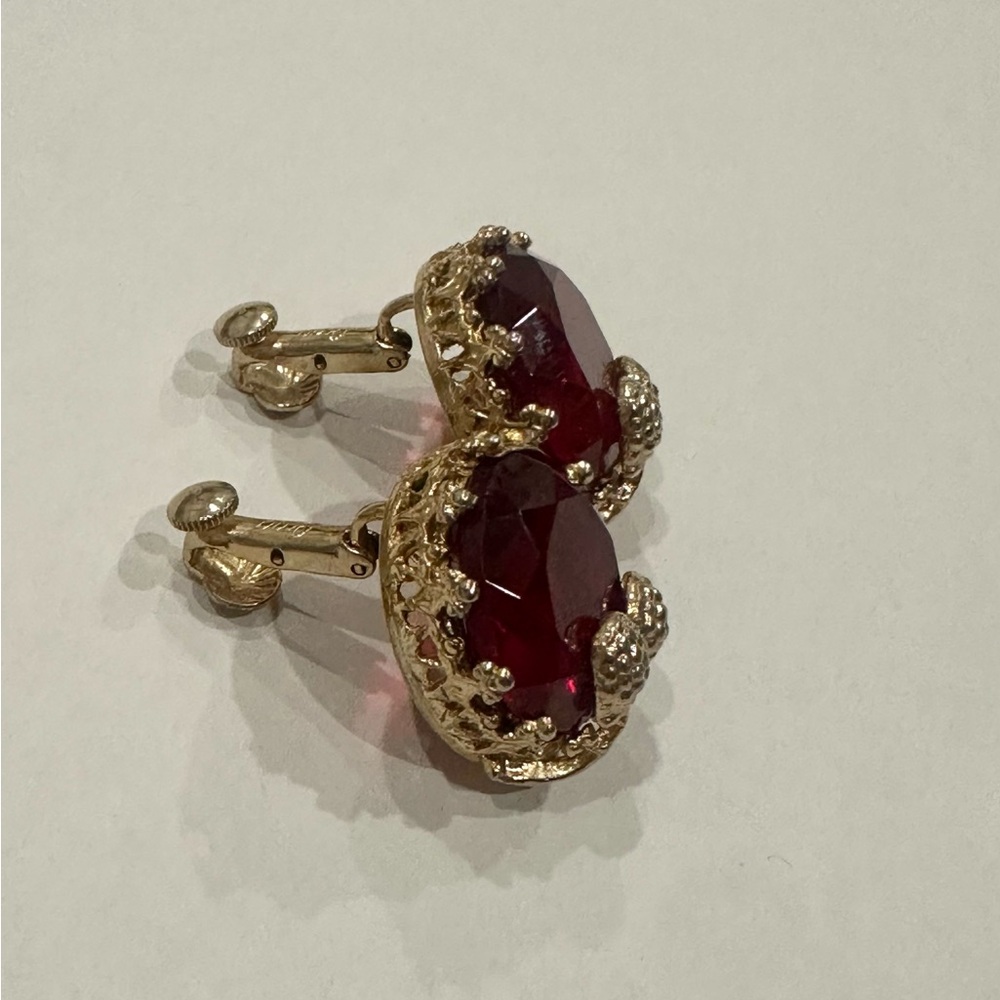 Ruby Rasberry Vintage Earrings - image 3